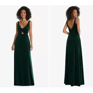 LOVELY Green Velvet Gown Twist Front Cutout Maxi Dress Cameron in Evergreen Sz 4